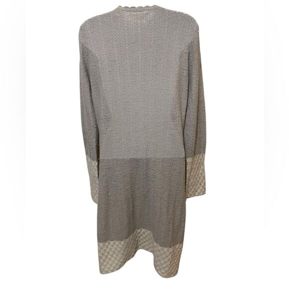 Sleeping On Snow Medium Pointelle Knit Long Cardigan Sage Angora Lamb Wool Blend - Picture 4 of 11